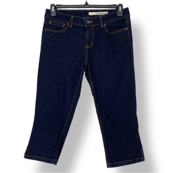 DNKY Y2K dark blue denim capri pants women's size 10 - Picture 1 of 11